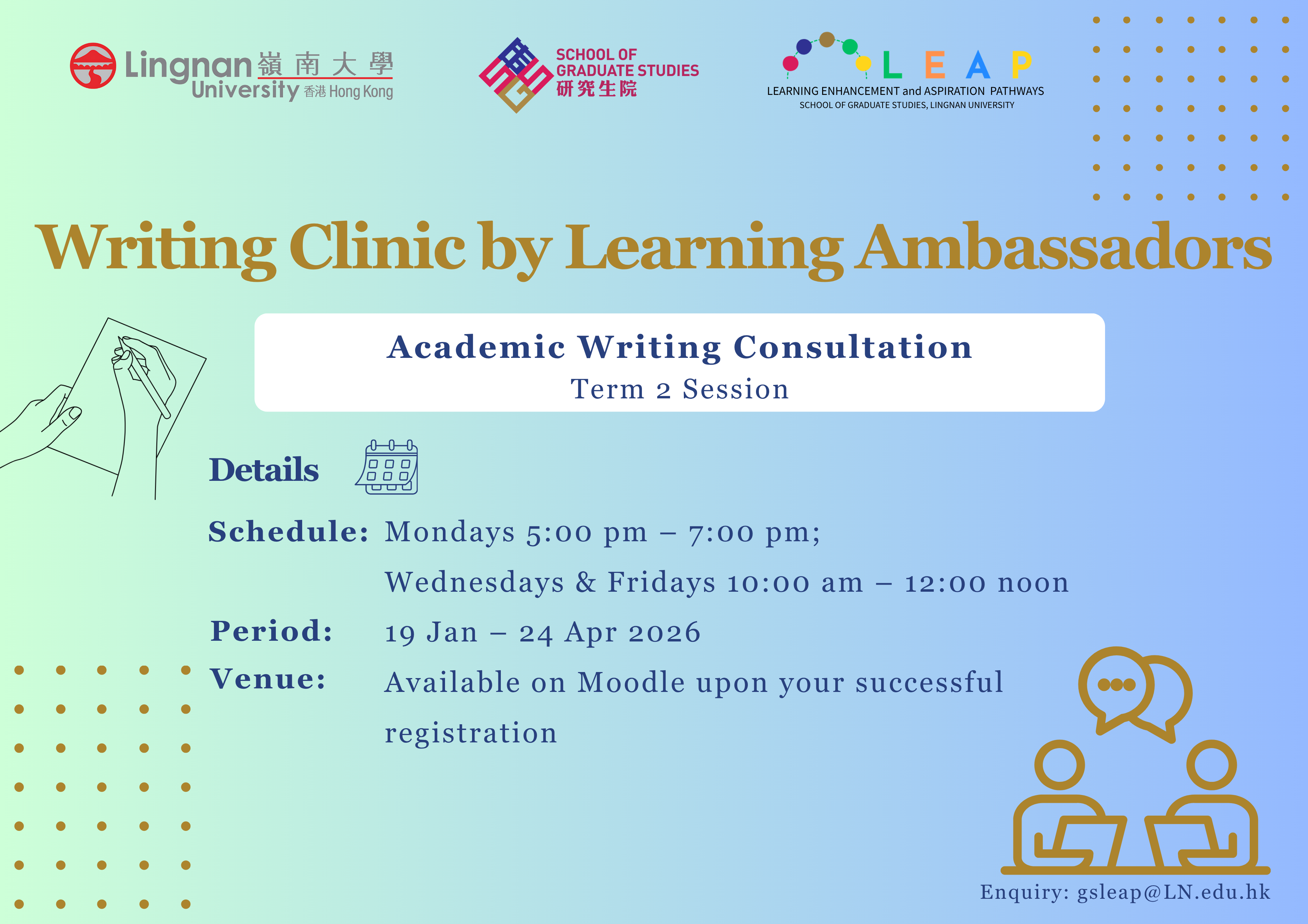Writing Clinic by Learning Ambassadors banner